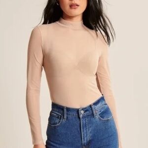 Abercrombie & Fitch Mockneck Mesh Top